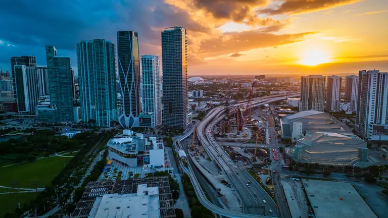 Miami skyline at sunset